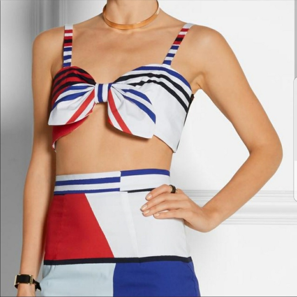 Milly Marina Stripe Bow Crop Top 2